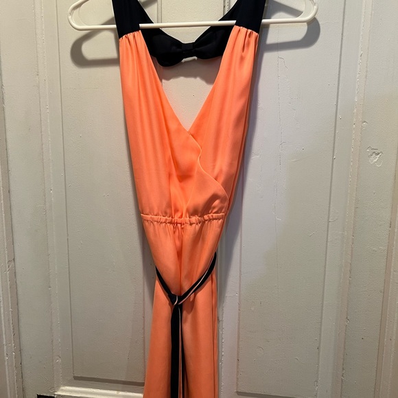 American Eagle Outfitters Dress Size Small Peach/Salmony color Navy Blue Trim - Picture 2 of 6